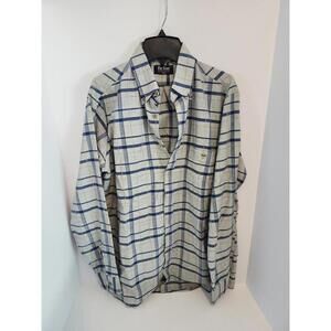 Par Four Sportswear Men's Tall Plaid Shirt Size Medium Tall Cream Blue